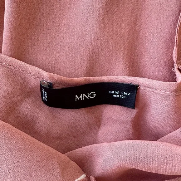 MANGO Boho Sheer Pink Ruffle Dress size 2/XS - Picture 6 of 9